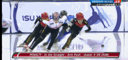 韩短道速滑选手再对中国选手下黑手成绩被取消