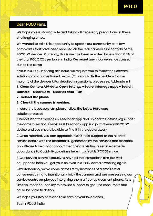 POCO X2 statement